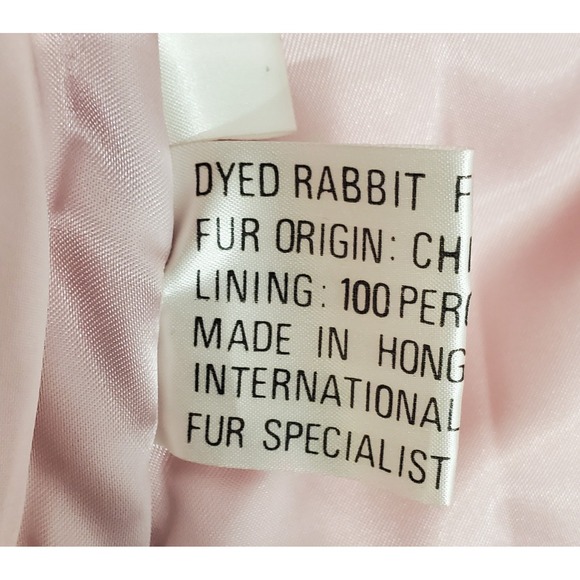 Vintage Dyed Rabbit Fur Coat Womens L Beige Cream Made in Hong Kong Satin Lined - Picture 6 of 12